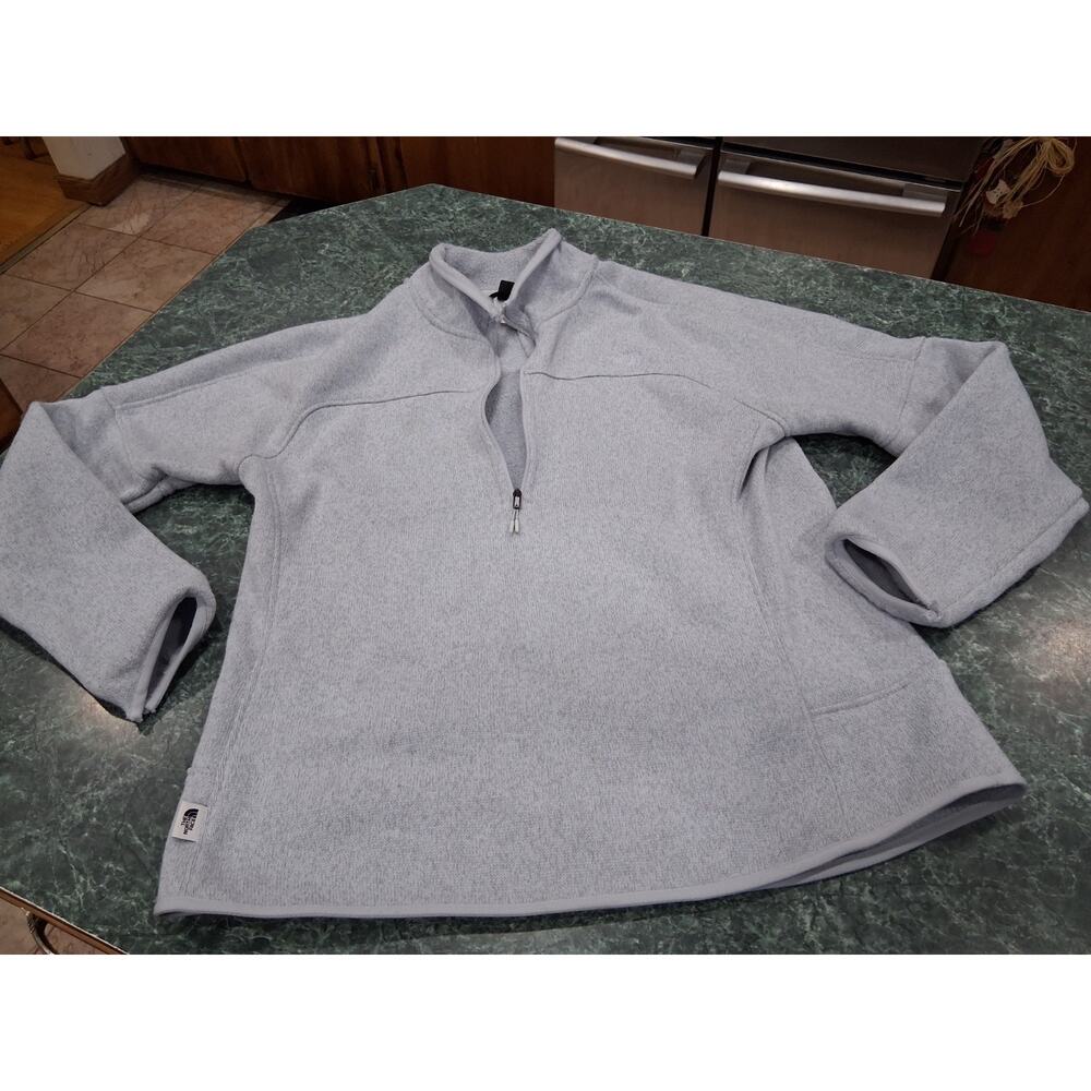 The North Face Circular Design 1/4 Zip Pullover Womens L Large Gray Mock FLAW